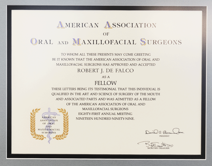 AAOMS Fellow certificate